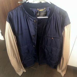 Versace Navy and Beige Bomber Jacket